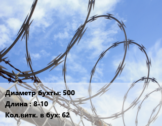 Проволока колючая спиралевидная ОКС 500х8-10 Витков:62, бухта цена от 1594 сом / т, где купить, условия доставки в Оше и Ошской области